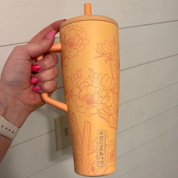 BrüMate Orange Floral Tumbler - Picture 1 of 4